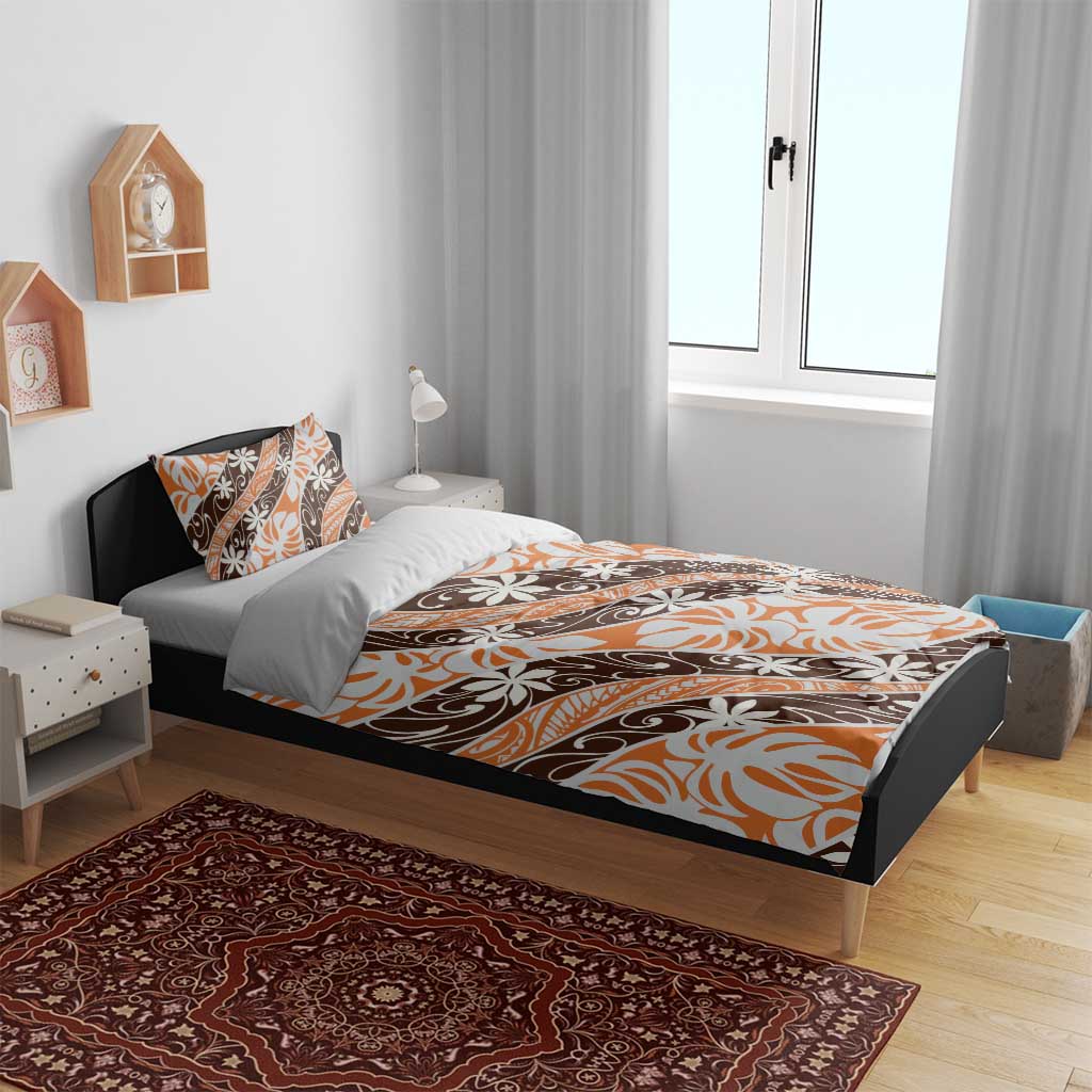 Puatou Tahiti Tiare Monstera Bedding Set Polynesian Pattern Curve Style LT01 - Polynesian Pride