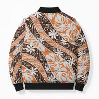Puatou Tahiti Tiare Monstera Bomber Puffer Jacket Polynesian Pattern Curve Style - Polynesian Pride