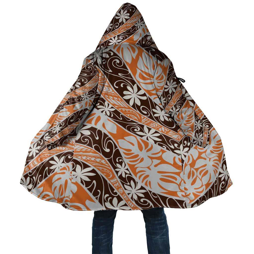 Puatou Tahiti Tiare Monstera Cloak Polynesian Pattern Curve Style - Polynesian Pride