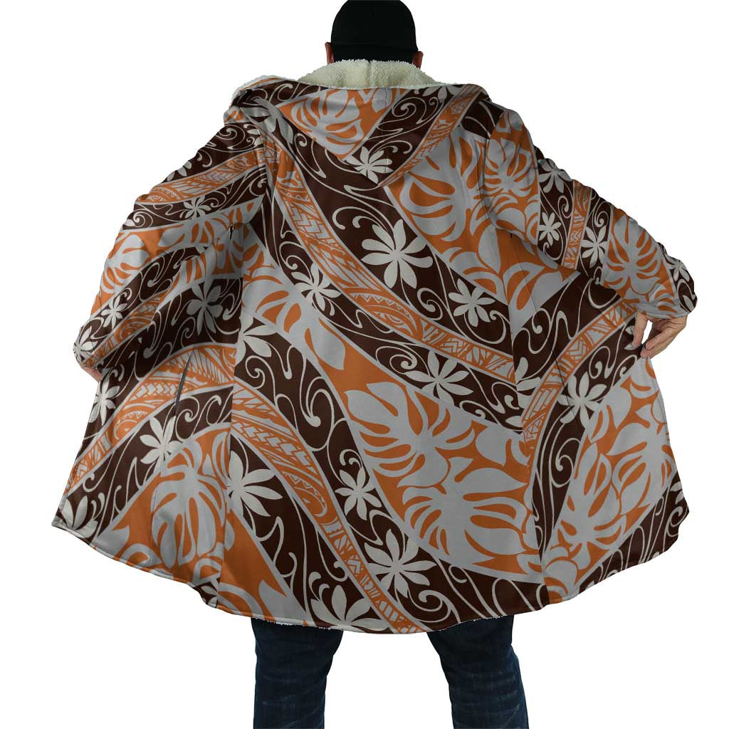 Puatou Tahiti Tiare Monstera Cloak Polynesian Pattern Curve Style - Polynesian Pride