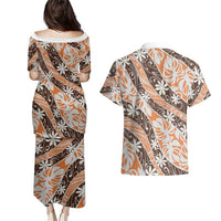 Puatou Tahiti Tiare Monstera Couples Matching Puletasi and Hawaiian Shirt Polynesian Pattern Curve Style - Polynesian Pride