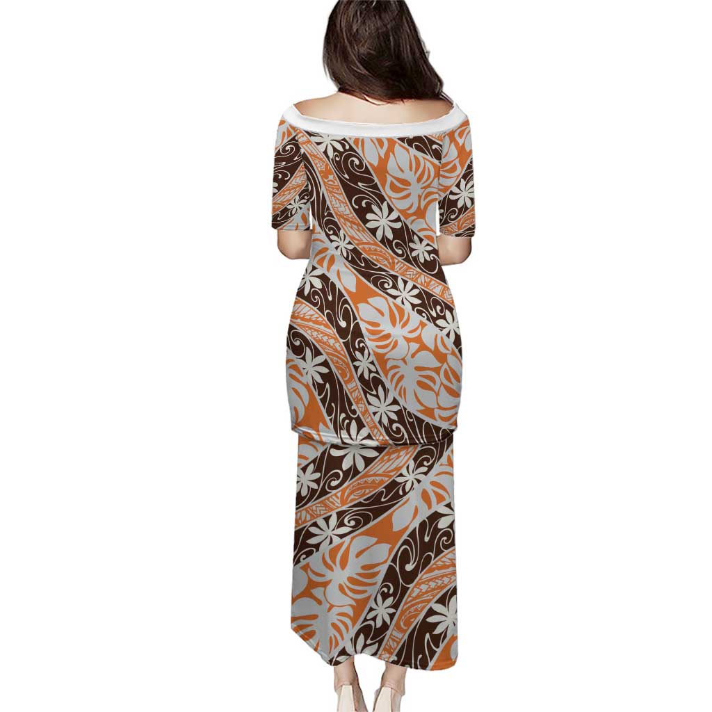 Puatou Tahiti Tiare Monstera Family Matching Puletasi and Hawaiian Shirt Polynesian Pattern Curve Style LT01 - Polynesian Pride