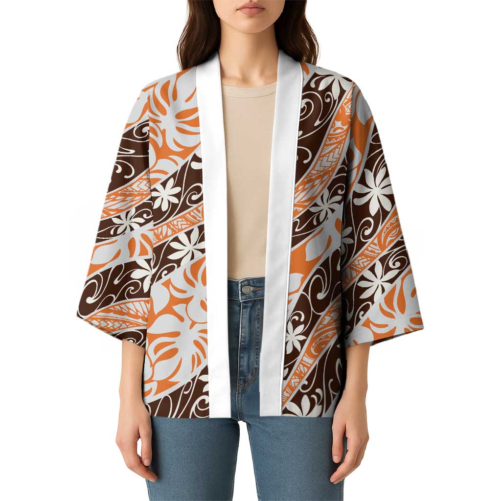 Puatou Tahiti Tiare Monstera Kimono Polynesian Pattern Curve Style - Polynesian Pride