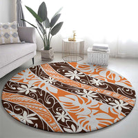 Puatou Tahiti Tiare Monstera Round Carpet Polynesian Pattern Curve Style LT01 - Polynesian Pride