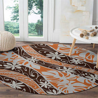 Puatou Tahiti Tiare Monstera Round Carpet Polynesian Pattern Curve Style LT01 - Polynesian Pride