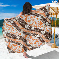 Puatou Tahiti Tiare Monstera Sarong Polynesian Pattern Curve Style LT01 One Size 44 x 66 inches Orange - Polynesian Pride
