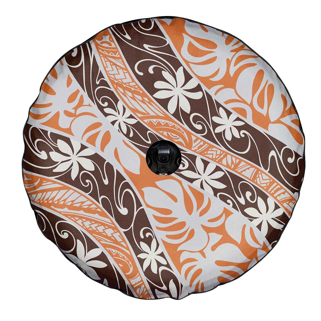 Puatou Tahiti Tiare Monstera Spare Tire Cover Polynesian Pattern Curve Style - Polynesian Pride