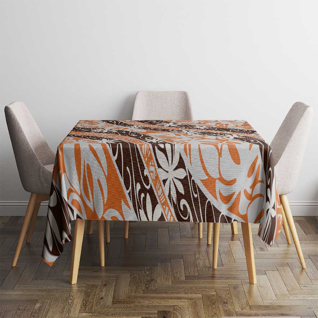 Puatou Tahiti Tiare Monstera Tablecloth Polynesian Pattern Curve Style - Polynesian Pride