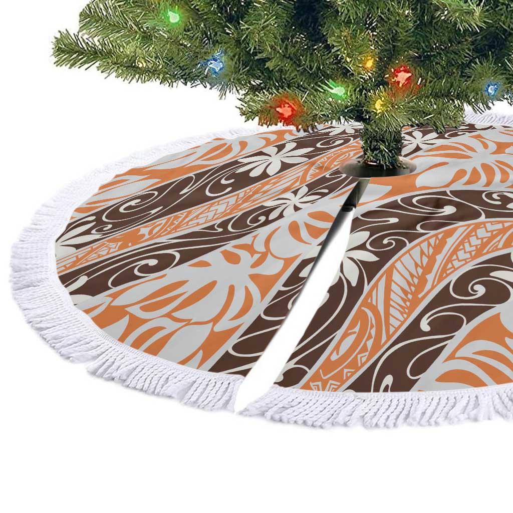 Puatou Tahiti Tiare Monstera Tree Skirt Polynesian Pattern Curve Style - Polynesian Pride