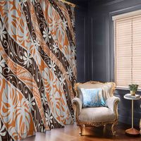 Puatou Tahiti Tiare Monstera Window Curtain Polynesian Pattern Curve Style - Polynesian Pride