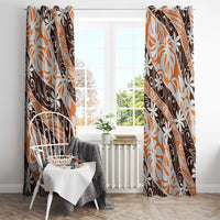 Puatou Tahiti Tiare Monstera Window Curtain Polynesian Pattern Curve Style - Polynesian Pride