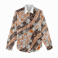 Puatou Tahiti Tiare Monstera Women Casual Shirt Polynesian Pattern Curve Style LT01 - Polynesian Pride