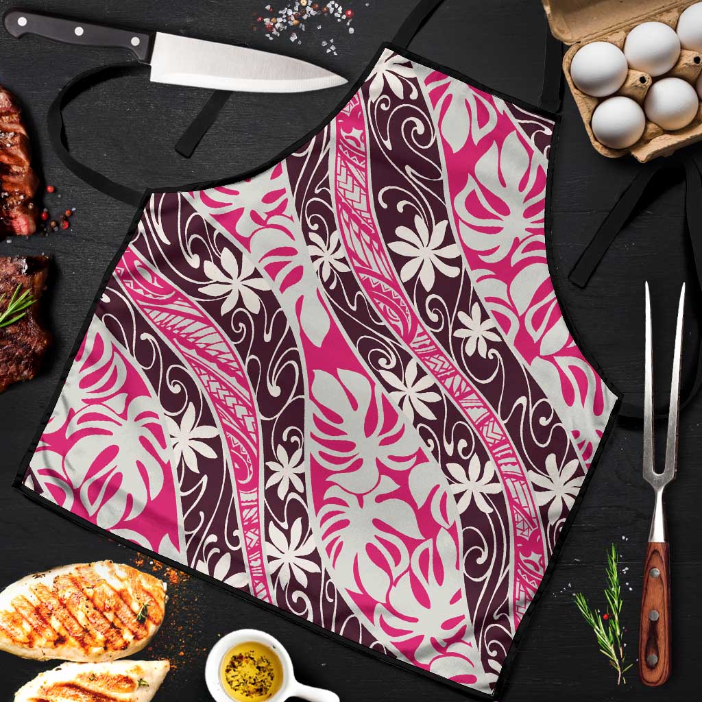 Tarona Tahiti Tiare Monstera Apron Polynesian Pattern Curve Style - Polynesian Pride