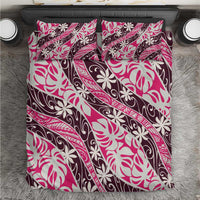 Tarona Tahiti Tiare Monstera Bedding Set Polynesian Pattern Curve Style LT01 Pink - Polynesian Pride