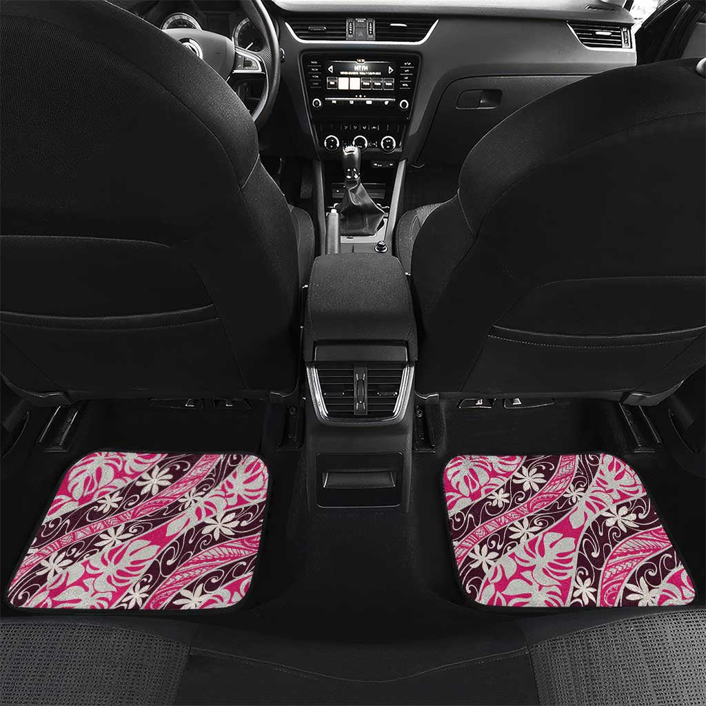 Tarona Tahiti Tiare Monstera Car Mats Polynesian Pattern Curve Style - Polynesian Pride