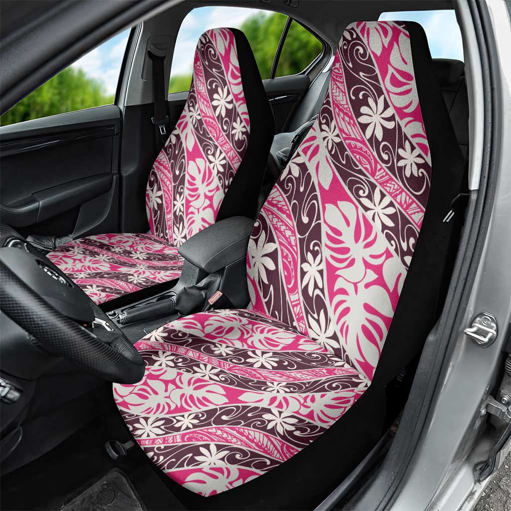 Tarona Tahiti Tiare Monstera Car Seat Cover Polynesian Pattern Curve Style - Polynesian Pride