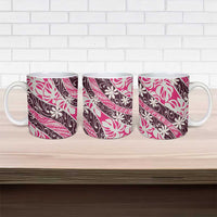 Tarona Tahiti Tiare Monstera Ceramic Mug Polynesian Pattern Curve Style - Polynesian Pride