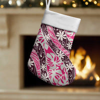 Tarona Tahiti Tiare Monstera Christmas Stocking Polynesian Pattern Curve Style LT01 Set of 2 Pink - Polynesian Pride