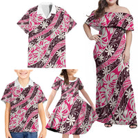 Tarona Tahiti Tiare Monstera Family Matching Off Shoulder Maxi Dress and Hawaiian Shirt Polynesian Pattern Curve Style - Polynesian Pride