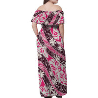 Tarona Tahiti Tiare Monstera Family Matching Off Shoulder Maxi Dress and Hawaiian Shirt Polynesian Pattern Curve Style - Polynesian Pride