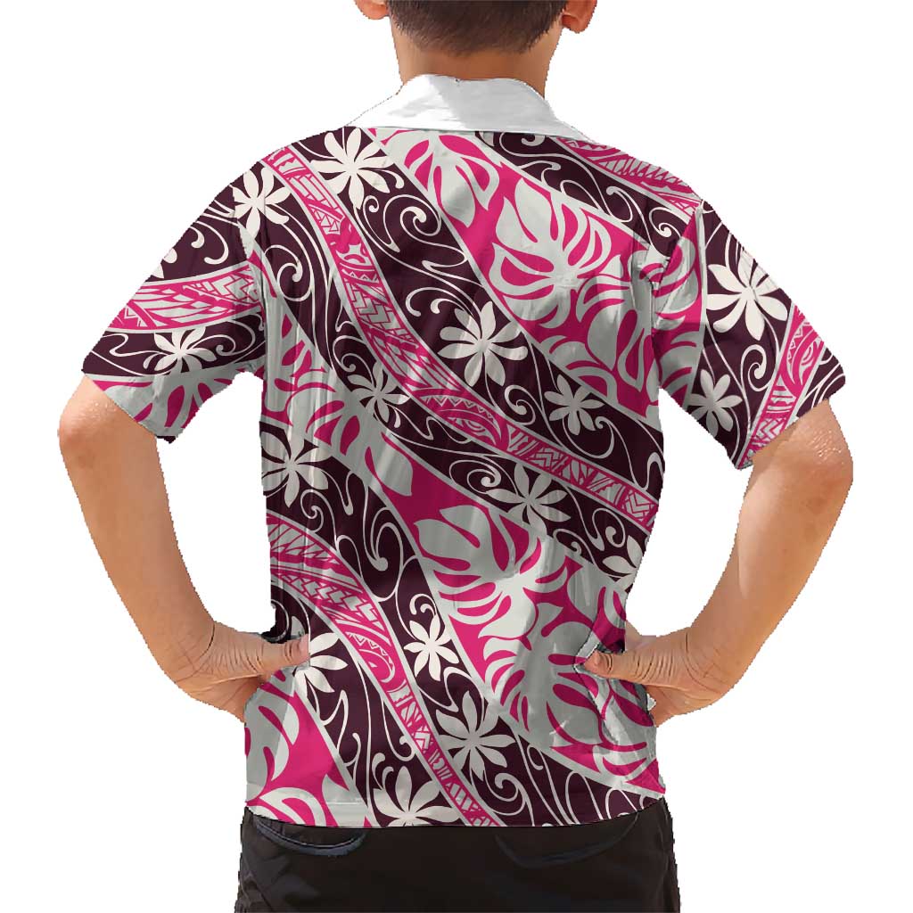 Tarona Tahiti Tiare Monstera Family Matching Puletasi and Hawaiian Shirt Polynesian Pattern Curve Style LT01 - Polynesian Pride