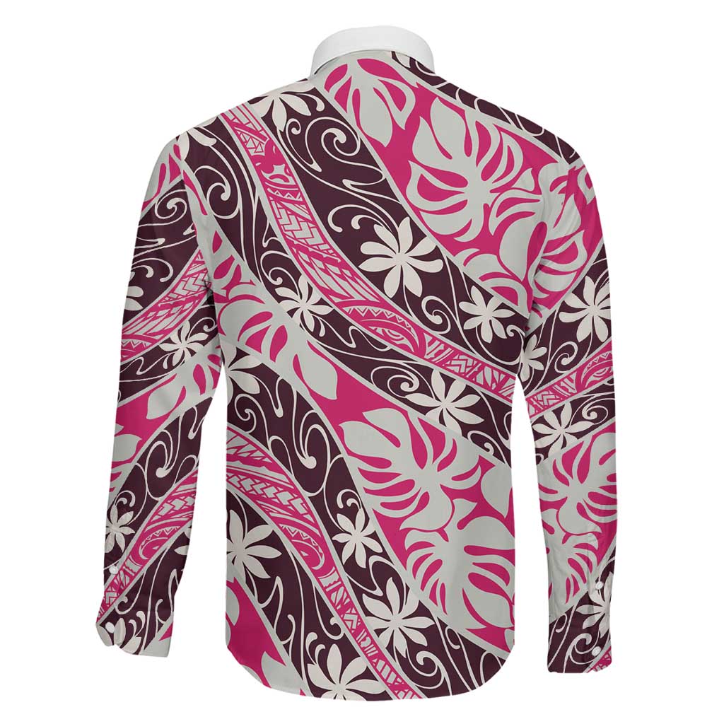 Tarona Tahiti Tiare Monstera Family Matching Puletasi and Hawaiian Shirt Polynesian Pattern Curve Style LT01 - Polynesian Pride