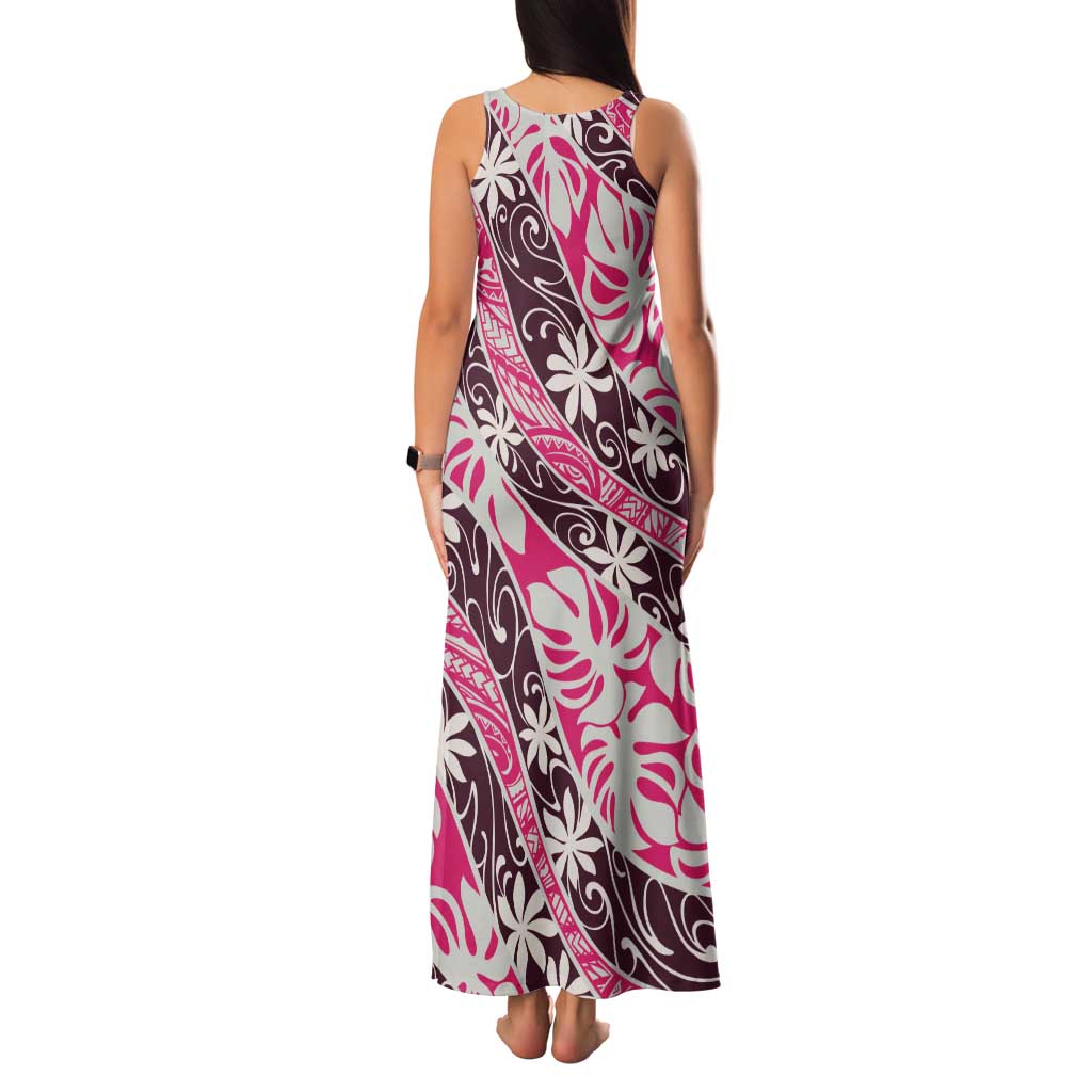 Tarona Tahiti Tiare Monstera Family Matching Tank Maxi Dress and Hawaiian Shirt Polynesian Pattern Curve Style - Polynesian Pride