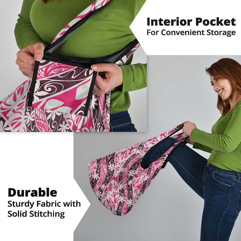 Tarona Tahiti Tiare Monstera Grocery Bag Polynesian Pattern Curve Style - Polynesian Pride