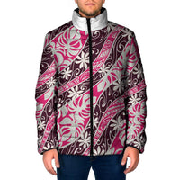 Tarona Tahiti Tiare Monstera Padded Jacket Polynesian Pattern Curve Style LT01 Men Pink - Polynesian Pride