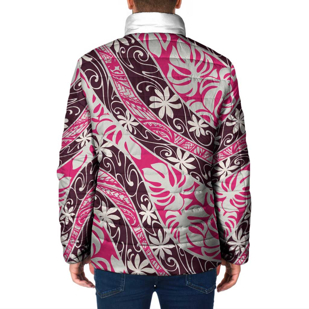 Tarona Tahiti Tiare Monstera Padded Jacket Polynesian Pattern Curve Style LT01 - Polynesian Pride