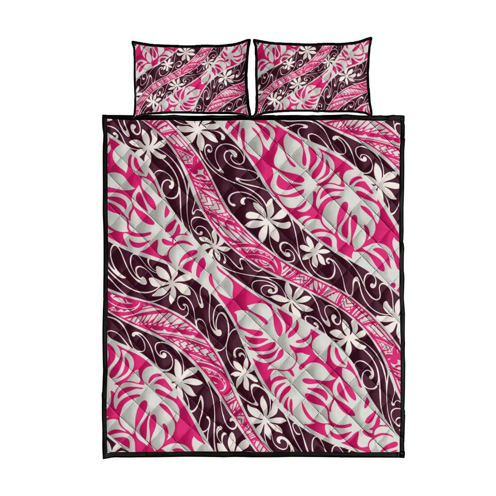 Tarona Tahiti Tiare Monstera Quilt Bed Set Polynesian Pattern Curve Style - Polynesian Pride