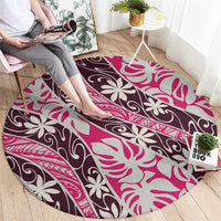 Tarona Tahiti Tiare Monstera Round Carpet Polynesian Pattern Curve Style LT01 - Polynesian Pride