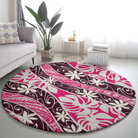 Tarona Tahiti Tiare Monstera Round Carpet Polynesian Pattern Curve Style LT01 - Polynesian Pride