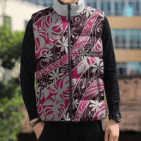 Tarona Tahiti Tiare Monstera Sleeveless Puffer Jacket Polynesian Pattern Curve Style LT01 - Polynesian Pride