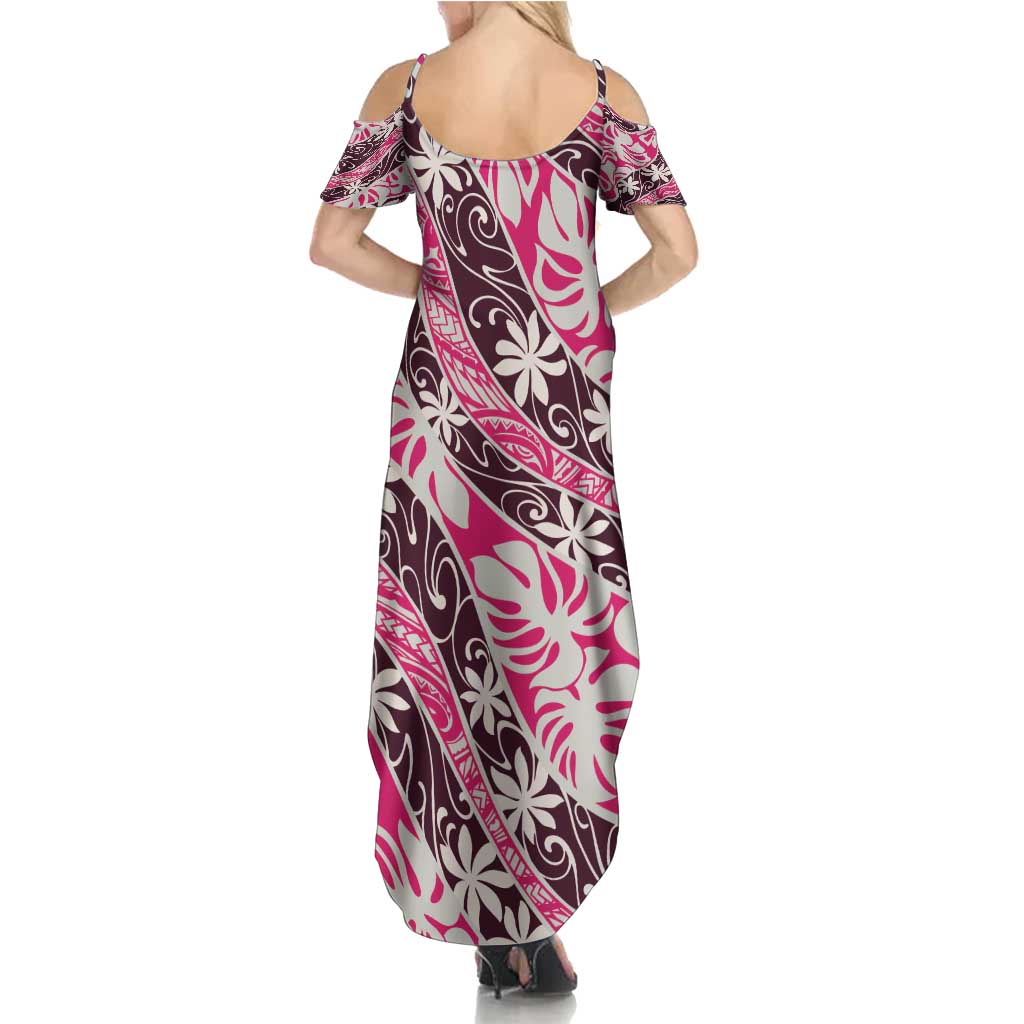 Tarona Tahiti Tiare Monstera Summer Maxi Dress Polynesian Pattern Curve Style - Polynesian Pride