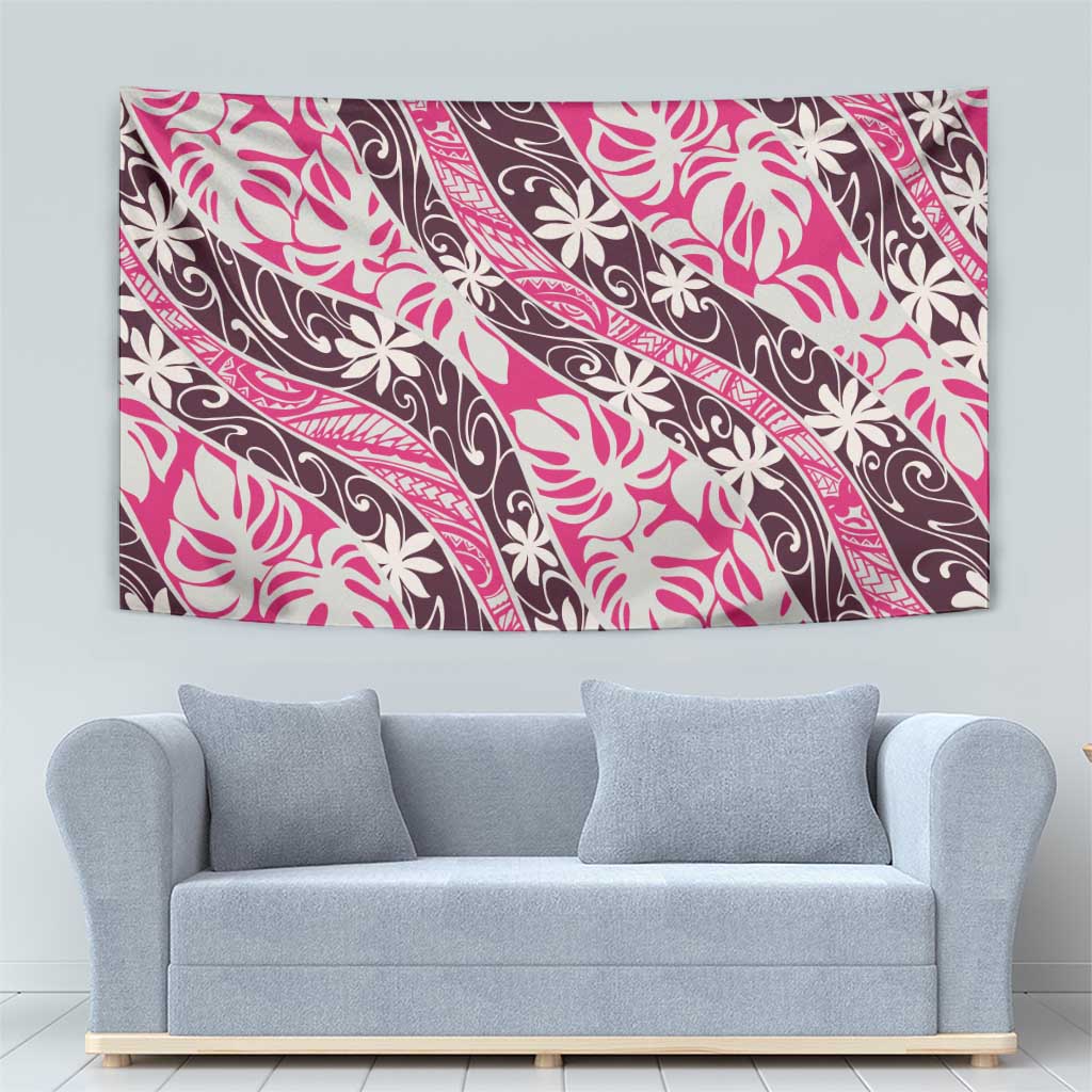 Tarona Tahiti Tiare Monstera Tapestry Polynesian Pattern Curve Style LT01 - Polynesian Pride
