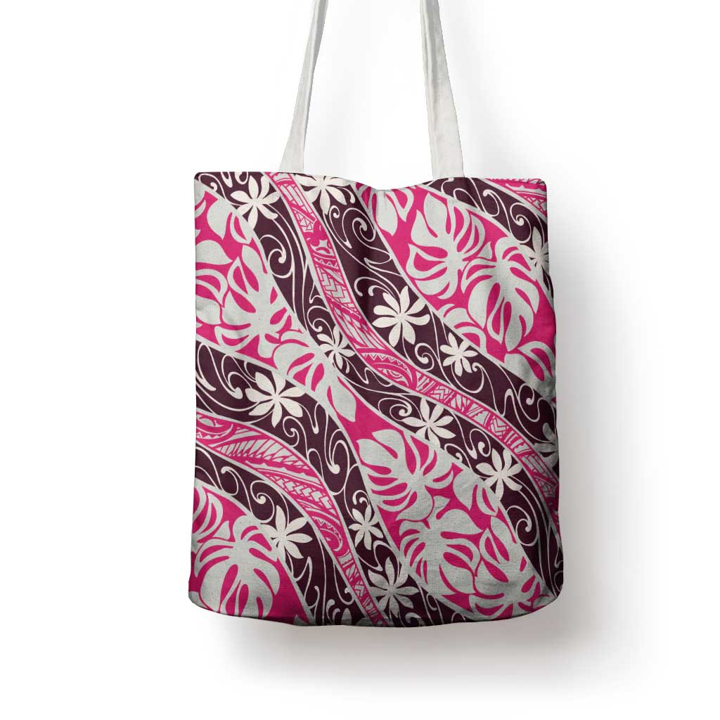Tarona Tahiti Tiare Monstera Tote Bag Polynesian Pattern Curve Style - Polynesian Pride
