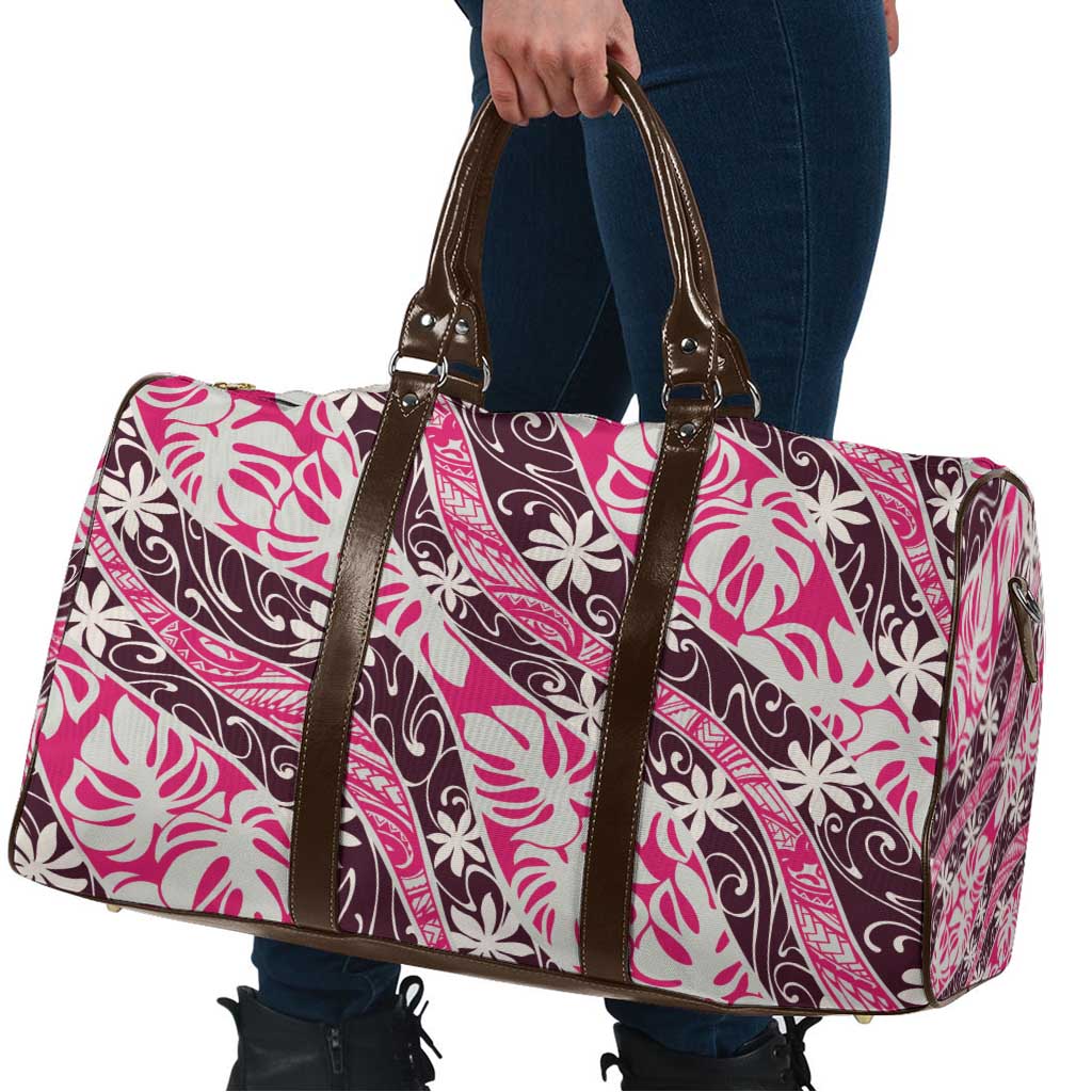 Tarona Tahiti Tiare Monstera Travel Bag Polynesian Pattern Curve Style - Polynesian Pride