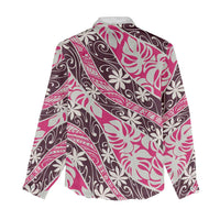 Tarona Tahiti Tiare Monstera Women Casual Shirt Polynesian Pattern Curve Style - Polynesian Pride