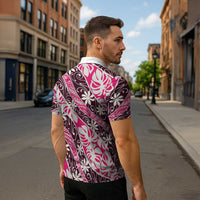 Tarona Tahiti Tiare Monstera Zipper Polo Shirt Polynesian Pattern Curve Style - Polynesian Pride
