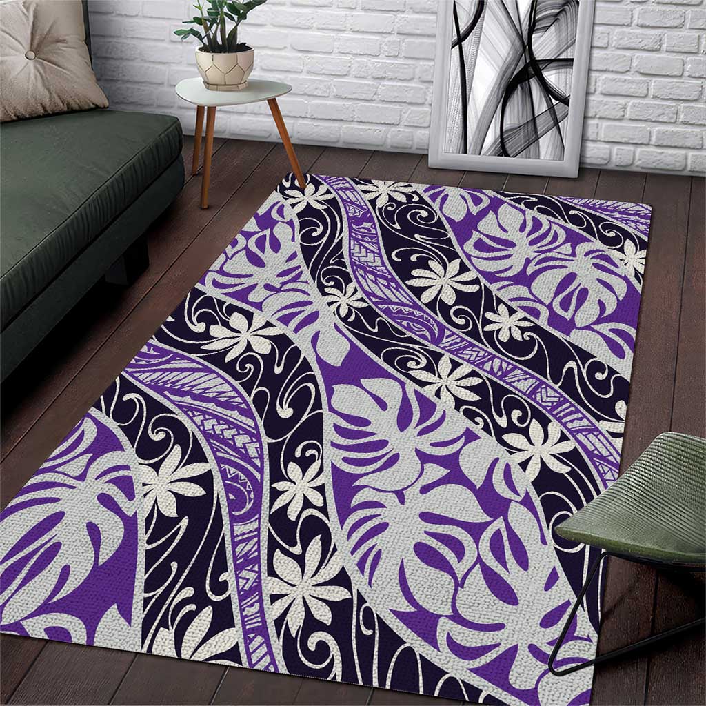 Vareau Tahiti Tiare Monstera Area Rug Polynesian Pattern Curve Style - Polynesian Pride