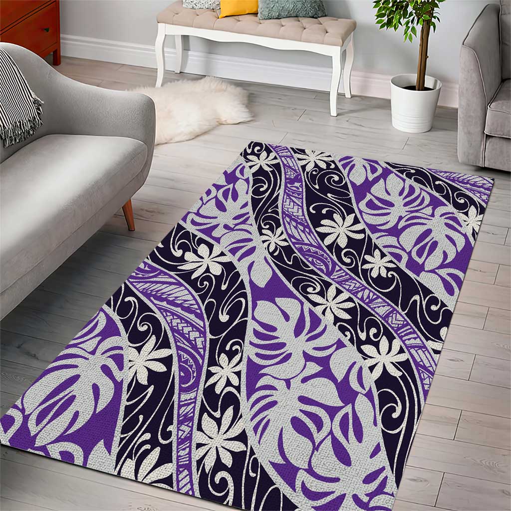 Vareau Tahiti Tiare Monstera Area Rug Polynesian Pattern Curve Style - Polynesian Pride