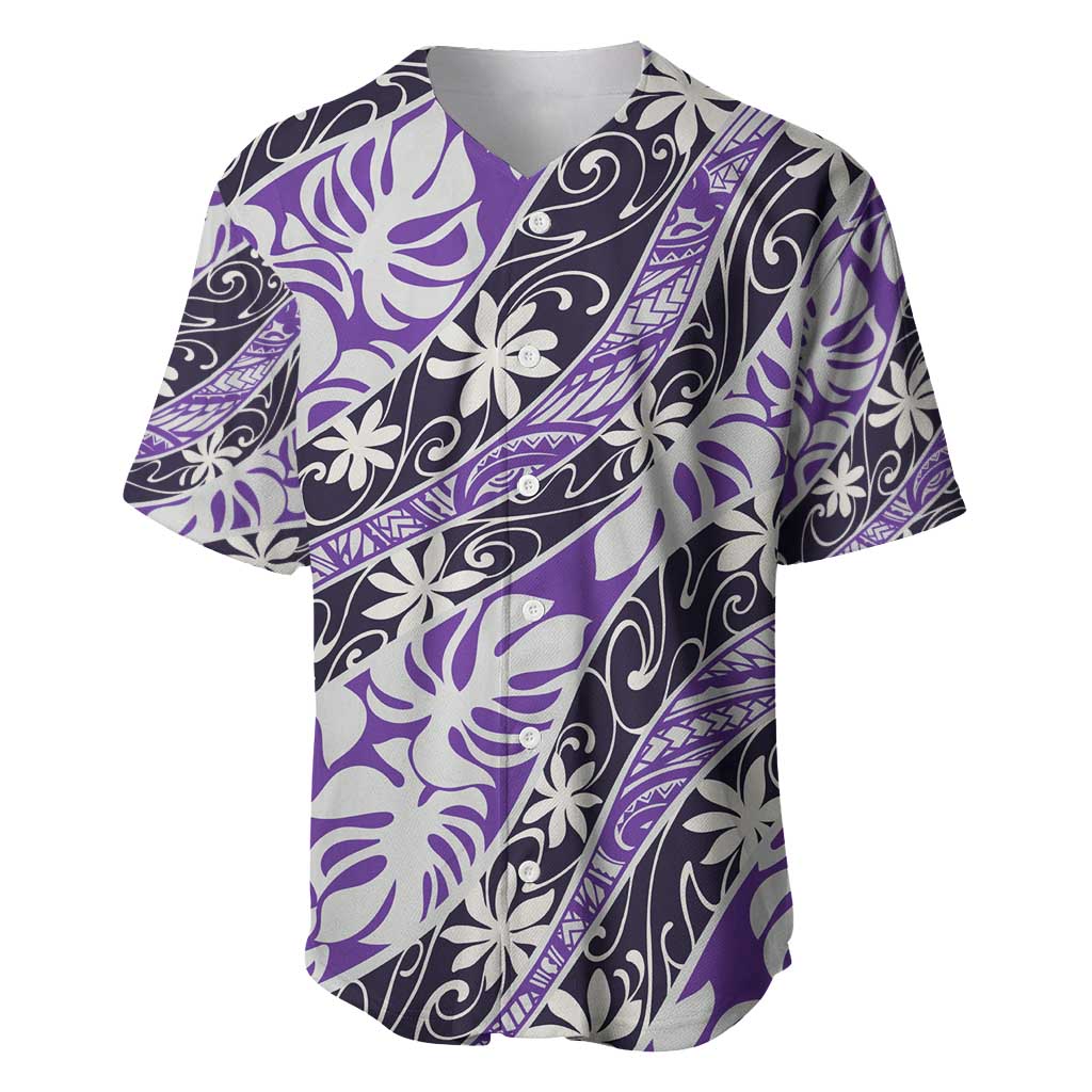 Vareau Tahiti Tiare Monstera Baseball Jersey Polynesian Pattern Curve Style - Polynesian Pride