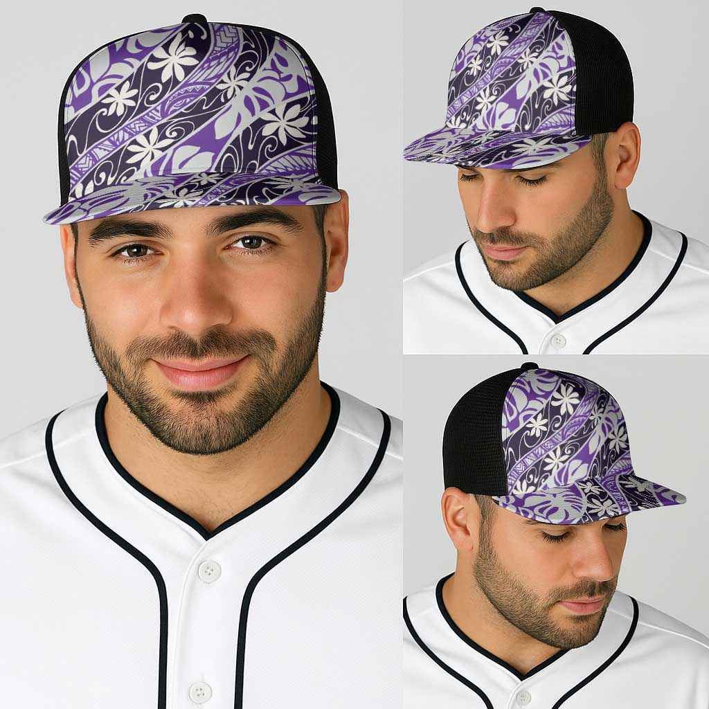 Vareau Tahiti Tiare Monstera Baseball Net Cap Polynesian Pattern Curve Style - Polynesian Pride