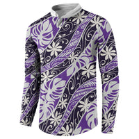 Vareau Tahiti Tiare Monstera Button Sweatshirt Polynesian Pattern Curve Style LT01 - Polynesian Pride