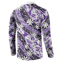 Vareau Tahiti Tiare Monstera Button Sweatshirt Polynesian Pattern Curve Style LT01 - Polynesian Pride