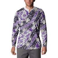 Vareau Tahiti Tiare Monstera Button Sweatshirt Polynesian Pattern Curve Style LT01 - Polynesian Pride