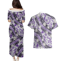 Vareau Tahiti Tiare Monstera Couples Matching Puletasi and Hawaiian Shirt Polynesian Pattern Curve Style LT01 - Polynesian Pride