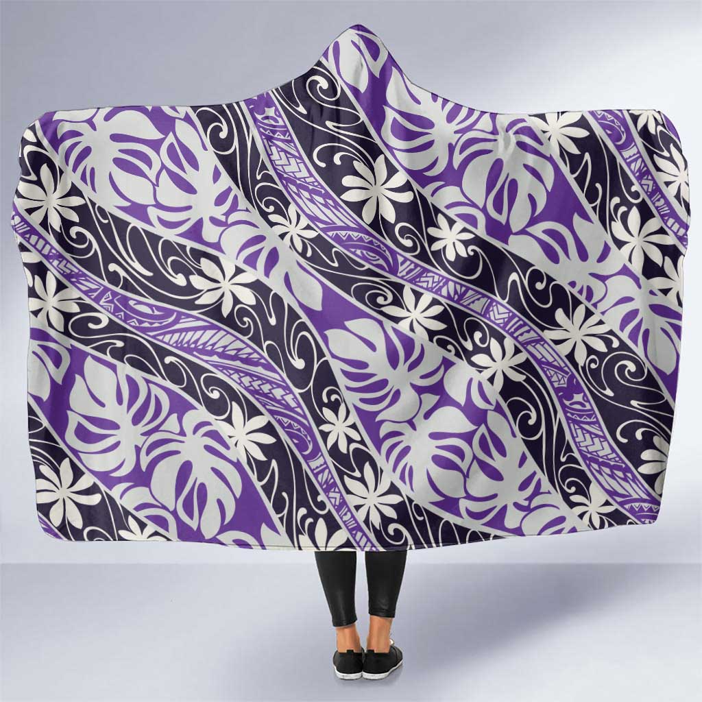 Vareau Tahiti Tiare Monstera Hooded Blanket Polynesian Pattern Curve Style - Polynesian Pride