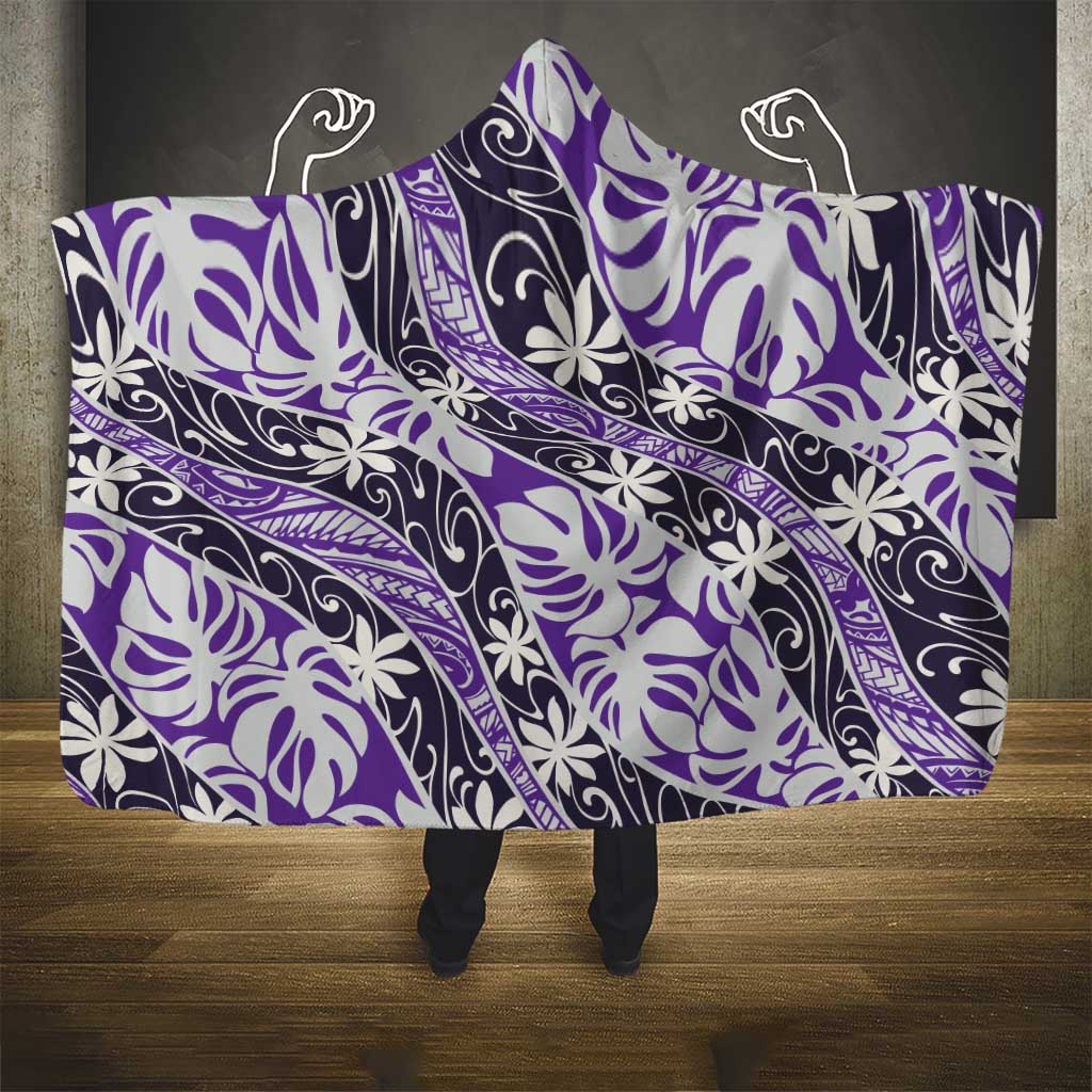 Vareau Tahiti Tiare Monstera Hooded Blanket Polynesian Pattern Curve Style - Polynesian Pride
